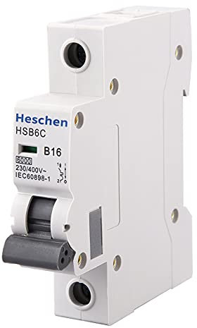 Heschen Leitungsschutzschalter HSB6C, 16 Amp Strom, 1-polig, Typ B, 6 kA Schaltleistung, DIN-Schienenmontage