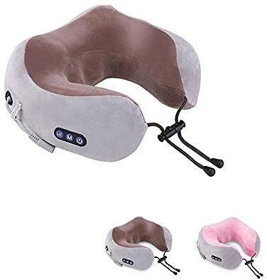 Elektrische Nackenmassagegerät Massagekissen, Nackenmassagegerät für Nackenmuskel Schmerzlinderung U-förmiges Massagekissen für Zuhause, Auto und Büro (braun)