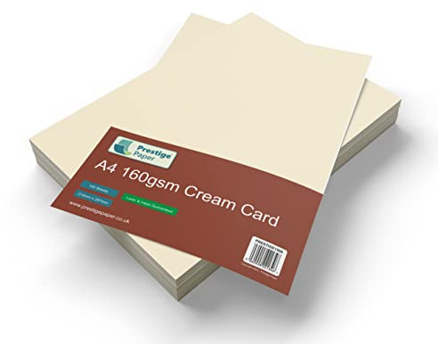 Prestige A4 Cream/Ivory Craft Card, 160gsm, Laser & Inkjet Printer, Copier, 100 Sheets