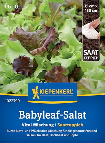 Kiepenkerl Babyleaf-Salatsamen Vital Mischung 1022790 | Bunte Mischung für Freiland | Pflücksalat & Schnittsalat Samen | Saatgut für Salatliebhaber | 15 x 150 cm