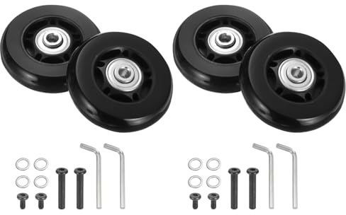 QUARKZMAN Resväska med hjul, universellt bagagehjul, svängbara gummihjul med reparationstillbehör för kabinväskor, svart, 60 x 18mm, Klassisk