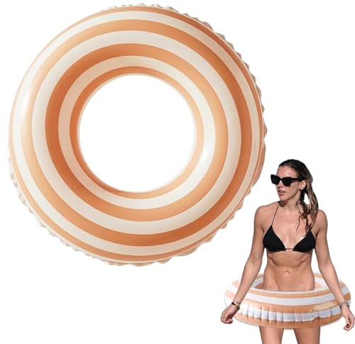 LUMOOM Flotador de PVC para adultos, flotador inflable, colchón de aire, flotador de estilo retro, para piscina de verano, fiesta, playa (color naranja)