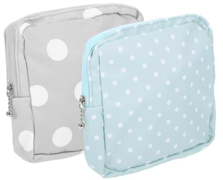 LRXIYODE 2pcs Pocket Sized Sanitary Pouch Zipper Bag for Sanitary Pads Menstrual Napkin Storage Washbag