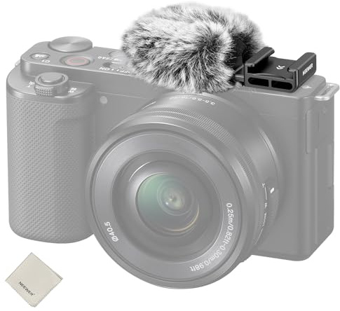 NEEWER CA133 Bonnette Anti-Vent Noire pour Griffe Froide Compatible avec Sony ZV-1F ZV-E10 ZV-1 ZV-E1 ZV1 II Vlog Caméras, avec Adaptateur pour Griffe Froide et Chiffon de Nettoyage.