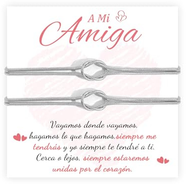 BOCHOI Regalos Amigas Originales Pulsera Regalo Amigas Cumpleaños Mejor Amigad Navidad Regalo Pulsera Plata Acero Inoxidable Mujer Hermanas Compañera Trabajo Novias Niñas Mujer Graduación Joyas