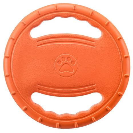 jiejack Disque de vol pour chien - Jouet à mâcher indestructible - Soulage le stress - Entraînement des animaux de compagnie - Disque de vol pour grands chiens (orange clair)