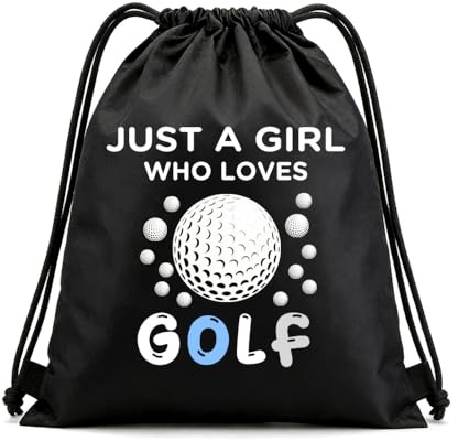 Black Golf Bag Backpack Gifts for Women Girls Best Friend Golf Gifts for Women Girls Golfing Birthday Gifts for Daughter Granddaughter Graduation Gifts for Women Gym Drawstring Bag Gift