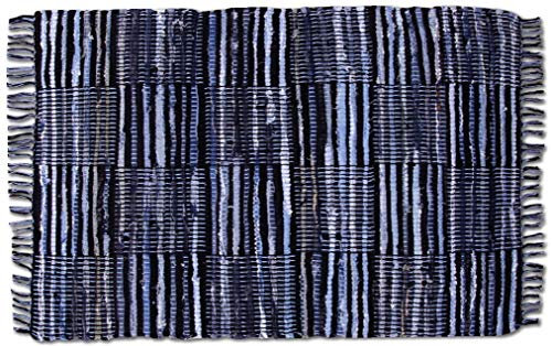 Bestlivings Alfombra de retales redonda, 120 x 180 cm, de algodón tejido a mano en tela vaquera, muchas variaciones