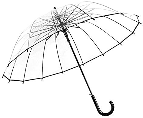 ThreeH Parapluie en bâton transparent Coupe-vent Automatique Stable Léger 16 Côtes PVC Dome Parapluie de mariage, Noir