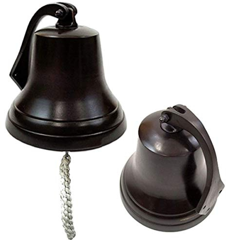 Nautical Ship Bell 6 Inch Black Antique – Classic Hanging Marine Bell Antique Dinner Bell Indoor/Outdoor Nautical Decoration Bells with Rope 6 Rustic Vintage Home Decor Gifts
