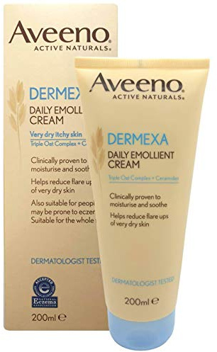 Aveeno Dermexa Daily Emollient Cream For Dry Itchy Skin 200ml 2 Pack