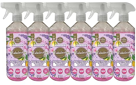 Fabulosa Antibacterial Disinfectant Spray, All Purpose Multi Surface Cleaner, 500ml, 6 pack, Lemon Lavender