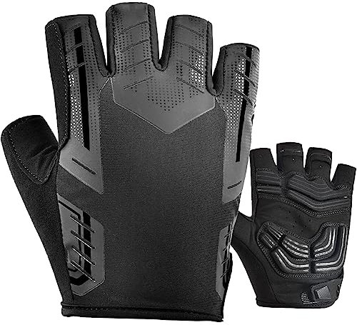Yobenki Fahrradhandschuhe für Herren/Damen, MTB-Handschuhe mit 5 mm SBR-Pad, stoßdämpfend, rutschfest und atmungsaktiv, fingerlose Handschuhe, Fahrradhandschuhe für Mountainbike, Reiten,