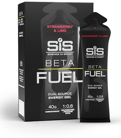 Science in Sport Beta Fuel Gels Dual Source Energy Gel, Strawberry and Lime Flavour, 40 g of Carbs Per Pack, 60 ml Pack (6 Pack)