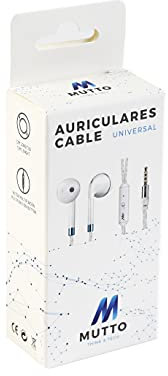 MUTTO Auriculares con Sonido Estéreo In Ear con Cable De 1.2 M Antienredante, Jack De 3.5 mm con Control De Volumen, Botón Multifunción y Micrófono Manos Libres