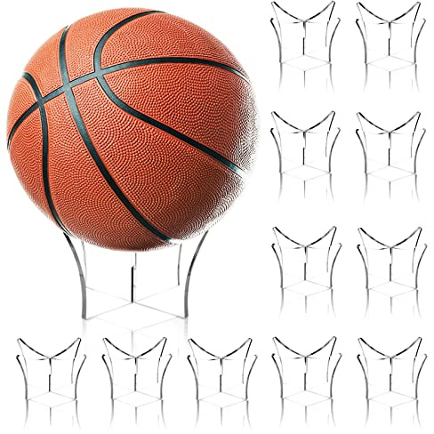 Lyellfe 12 Pack Acrylic Ball Stand, Ball Display Stand Holder, Football Basketball Holder, Trophy Autograph Memorabilia Display Case for Volleyball Rugby Soccer