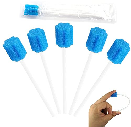 Mundpflegestäbchen Neutral Mundstäbchen Mundschwamm Einweg Steriler Wattestäbchen für Mundpflege Mundhygiene Einzeln Verpackt 80Stk (Blau)
