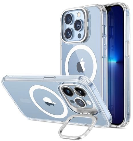 ESR for iPhone 13 Pro Max Case, Compatible with MagSafe, Built-in Camera Ring Stand, Military-Grade Protection, Magnetic Phone Case for iPhone 13 Pro Max, Classic Kickstand Case (HaloLock), Clear