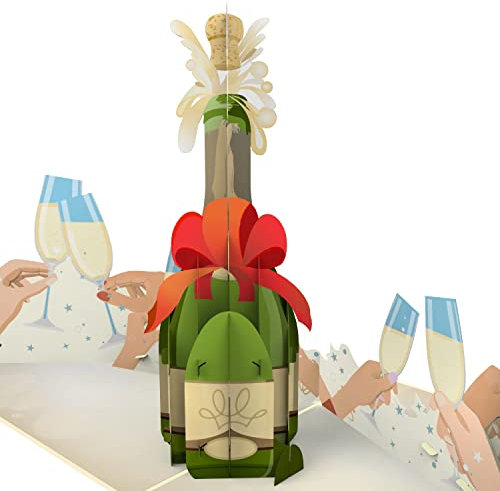 MOKIO® Pop-Up Karte – Champagner – 3D Grußkarte zum Geburtstag, Ruhestand, Jubiläum oder zur Hochzeit, Glückwunschkarte zur Trauung