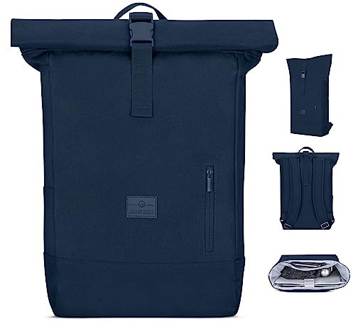 Johnny Urban Rolltop Rucksack Damen & Herren Dunkelblau - Robin Large - Tagesrucksack mit 16 Zoll Laptopfach - Recyceltes PET - 18-22L - Wasserabweisend
