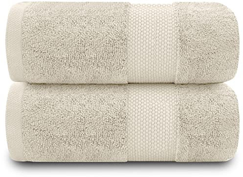 GC GAVENO CAVAILIA Extra großes Badetuch, 2-teilig, 700 g/m², Hotelqualität, ägyptische Baumwolle, extra große Handtücher, 100 x 180 cm, extra weiches Badetuch – Creme