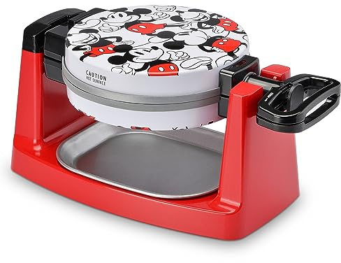 Disney Mickey Mouse Rotating Bubble Waffle Maker by Select Brands - Cute Waffle Maker - With Nonstick Plates & Metal Drip Tray - Makes Single Round Bubble Waffles - Paper Waffle Holders Included