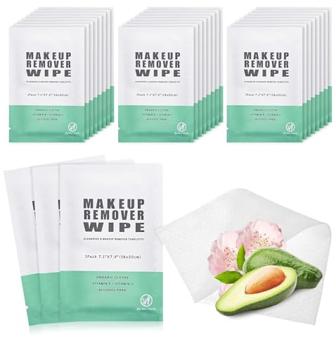200 Individual Makeup Remover Wipes Bulk,Individually Wrapped Face Cleansing Wipes, Travel Makeup Remover Cloth for Travel Hotel Skin Care Face Cleansing