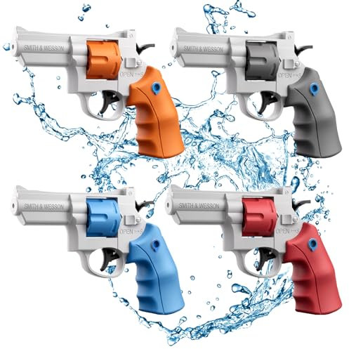4 Pcs Water Gun for Kids,200CC Capacity Left wheel Toys,Long Range Squirts up to 16-25ft Outdoors Summer Pool Party Toys Water Pistol for Kids Adults