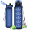 Trinkflasche Kinder 500ml, Trinkflasche mit Zeitmarkierung und Filter, Auslaufsicher Wasserflasche Kohlensäure Geeignet für Fahrrad, Schule, Maedchen, Sport