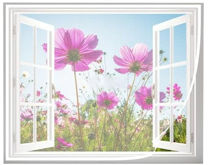 Fly Screen Window - Insect Protection Roller Blind self-Adhesive - Fly Screen Fiberglass net 125x190cm Window Screen mesh, White