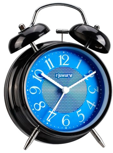 Rjuwurv 4 Twin Bell Alarm Clock with Night Light - Desk & Bedroom Alarm Clock (Midnight Blues)