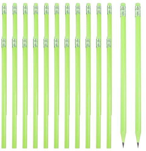 PATIKIL Runda pennor, 24 st triangel HB grafitpennor träpennor med suddgummi för klassrum kontor skrift ritningsmaterial, mörkgrön