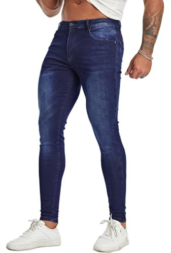 CadaSor Mens Skinny Jeans Super Stretch Slim Fit Jeans for Men Classic Tapered Leg Denim Pants(Blue,34)