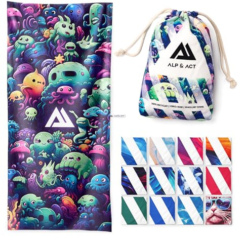 ALP & ACT Telo Mare XXL 200x90 cm - 100% microfibra riciclata - ULTRALEGGERO & asciugatura rapida - Asciugamano grande per vacanza, spiaggia e piscina - Telo bagno - multicolore