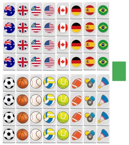 Generisch Mahjong Spiel,Mahjong-Spielset Mit Nationalflagge, Sets Mit Block- -Spielen Mit 65 Spielsteinen, Spielsteine-Set Für Familienspiele, Spielsteine-Spiel