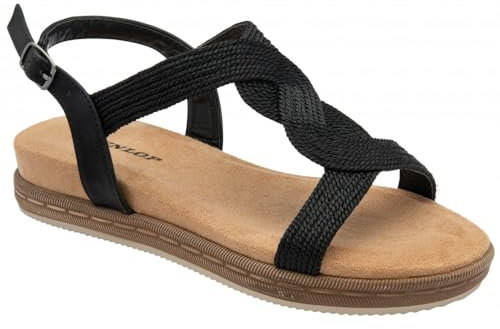 Dunlop Xenia Open-Toe Slingback Sandalen, Schwarz , 38 EU