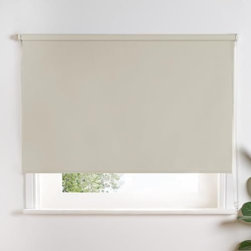 OHS Small Roller Blinds, Easy Fit Thermal Blackout Roller Blind For Home Office Bedrooms Kitchen Durable Light Filtering Window Blinds Reduce Sun Glare, Natural - 165 x 60cm