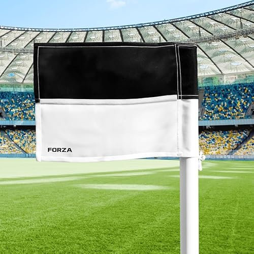 FORZA Ersatz-Eckfahnen für Fußball [4er-Pack] | Robuste Polyesterfahnen für Standard- und Profi-Flaggen – Pfosten nicht im Lieferumfang enthalten (Schwarz/Weiß, Profi)