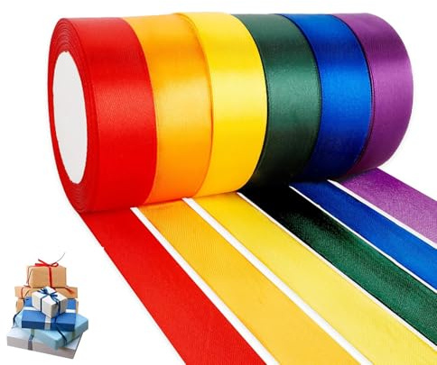 Cinta De Raso,6 Colores Cinta De Satén 22M × 20 mm Cinta De Raso Decorativa Cinta para Lazos Regalos para Manualidades,Envoltorios de Regalos,Lazos,Decoración de Bodas