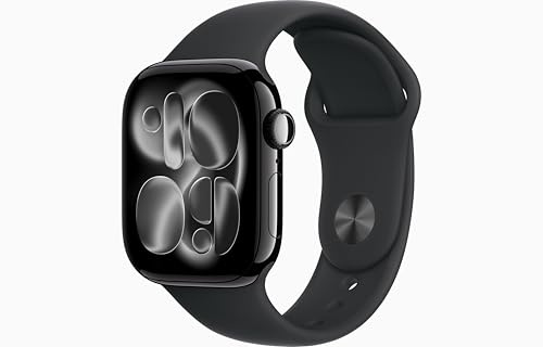 Apple Watch Series 11 [GPS + Cellular, 42mm] Cassa Jet Black in Alluminio con Cinturino Sport Nero, S/M (Ricondizionato)