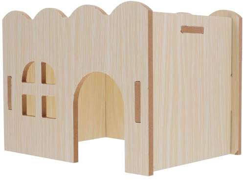 Veemoon Maison Bois pour Hamster et Cobaye Cabane Intérieure et Respirante Multifonctionnel pour Petits Rongeurs avec Ventilation Confortable et Facile à Nettoyer