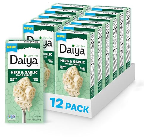 Daiya Dairy Free Gluten Free Herb and Garlic Mac & Cheese, Vegan Plant Based Rice Pasta, 5.5 oz (Pack of 12)