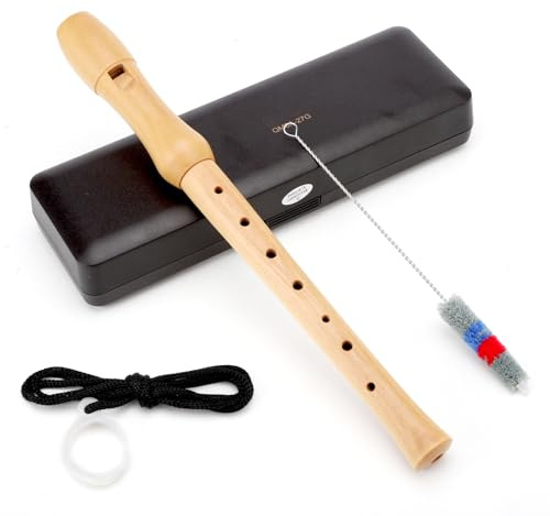 KQDRAVINE Flauto dolce dolce in legno per bambini, in acero con impugnatura tedesca e scatola, a 8 fori, con asta per tergicristallo, per bambini, adulti, principianti