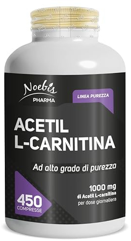 Acetil L-Carnitina Noebis Pharma - 1000 mg per Dose Giornaliera - 450 Compresse - Energia e Vitalità - Maxi Formato