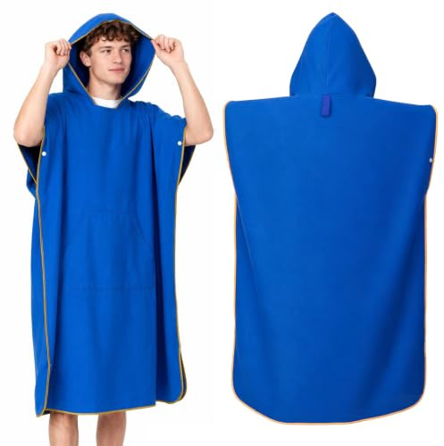 Vexnaro Poncho de Surf avec Capuche pour Plage, Surf, Natation, Plongée, Serviette à Changement,Peignoir en Microfibre,Séchage Rapide & Léger,Confort et Intimité,Convient aux Hommes Femmes Adultes (L)