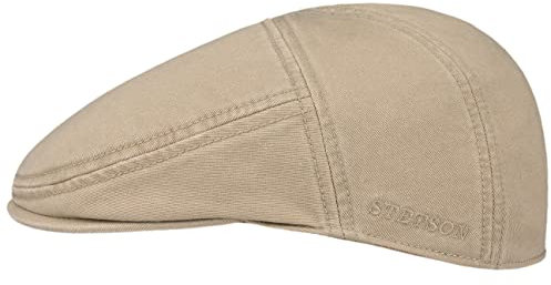 Stetson Paradise Cotton Schirmmütze Herren | Flatcap mit UV-Schutz 40+ | Herrenmütze aus Baumwolle | Flat Cap Größen S-XXL | Schiebermütze Sommer/Winter, beige, XL (60-61 cm)