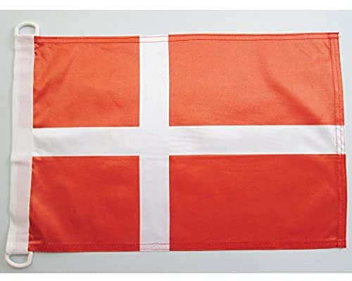 AZ FLAG - Drapeau Danemark - 45x30 cm - Pavillon Nautique Danois Spécial Bateau Et Extérieur En Maille Bloquée Avec Anneaux Plastiques Intégrés - 30g