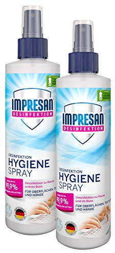 Impresan Hygiene-Spray: Desinfektionsspray für Oberflächen und Textilien - Desinfektions-Pumpspray - 2 x 250ml im praktischen Vorteilspack