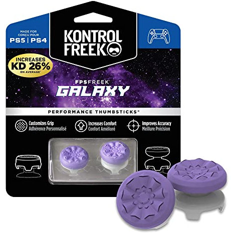 KontrolFreek FPS Freek Galaxy Purple pour Manette PlayStation 4 (PS4) et PlayStation 5 (PS5) | 2 Joysticks Performance | 1 Taille Haute, 1 Taille Mi-Haute | Violet