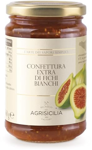 Agrisicilia Confettura extra di Fichi bianchi lavorazione artigianale vasetto da 360 grammi